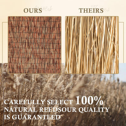 Brown 2 Pack 3.3FT X 16.4FT Reed Fencing Roll, Balcony Privacy Shade Reed Bamboo Fencing Garden Fence Border, Wind Block Sunshade Fence Screen for Outdoor Yard Patio Flower Bed Edge