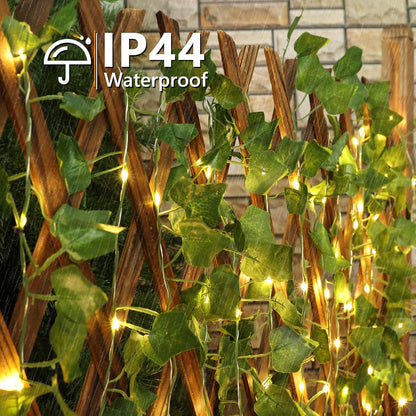 Brizled Solar Vine String Lights, 33ft 100 LED Solar String Lights, 8 Modes Artificial Ivy Leaf Solar Plant Vine Lights, Outdoor Ivy Fairy Lights for Outside Wedding Garden Fence Wall Hanging Decor