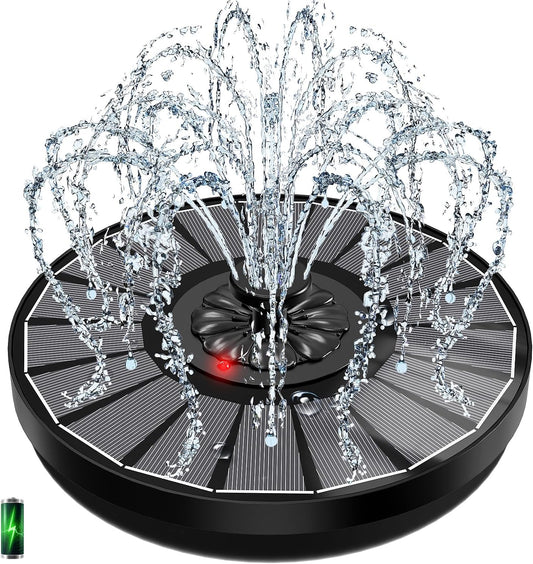 Solar Fountain with Innovative Battery Indicator & 2000mAh, 3.5W 2025 Glass Solar Water Fountain Pump Works in Cloudy Day for Bird Baths, Gardens, Ponds, Pools, Indoors, Outdoors & Flower Pots
