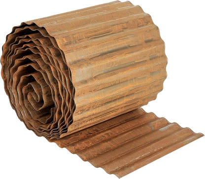 Worth Pre-Rusted Wide-Corrugated Garden Edging, 10" x20Ft Sturdy Steel Lawn Landscape Edging, Bendable Metal Long Strips of Garden Border for Raised Flower Bed Tree Surrounds