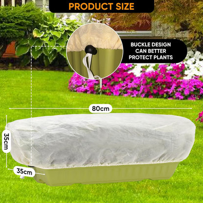 Plant Protection Cover, Winter Frost Cover with Drawstring and Locking Clasp, 80 x 35 x 35 cm-3 Pieces, for Rectangular Planting Boxes