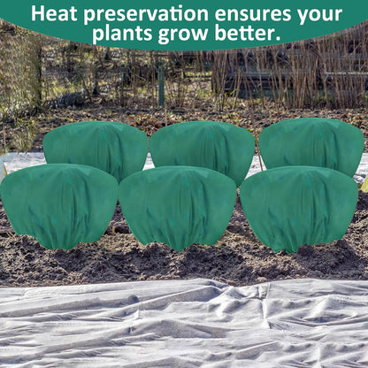 12 Pcs Winter Plant Covers Freeze Protection 39.4x23.6 Inch Horizontal Shrub Tree Rose Plant Protection Bags Frost Blanket with Drawstring for Fall Winter Outdoor Garden Planting (Dark Green)