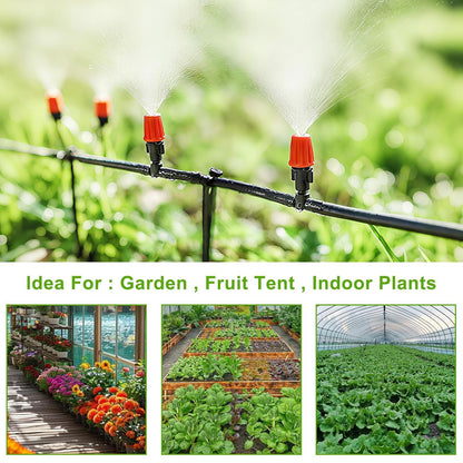 Drip Irrigation Kit 131FT 158PCS with 1/4" Black Distribution Tubing, Automatic Watering System for Garden, Greenhouse, Patio, Flower Bed, Lawn