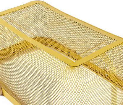 Portable Mesh Harvest Basket - Natural Bamboo Handle Foldable Organizer for Kitchen, Garden & Picnic | Ventilated Storage Bin with Rust-Proof Wire, Space-Saving Farmhouse Decor (Nebula Green)