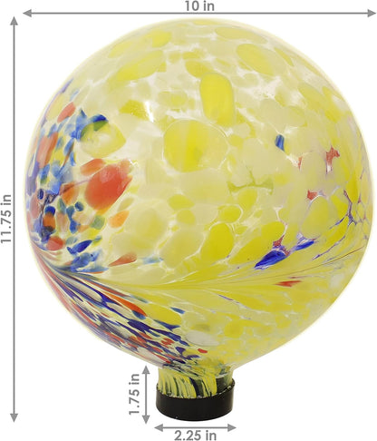 Sunnydaze 10-Inch Gazing Ball for Garden - Glass Gazing Globe for Outside - Garden Orb Yard Decor - Bright Summer Burst