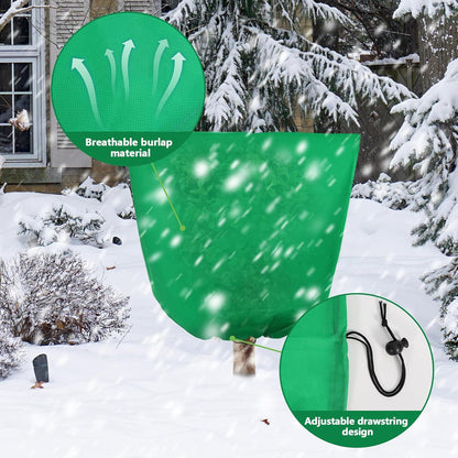 Svepndic 4 PCS Winter Plant Covers Freeze Protection,39X39 Reusable Plant Protector Bag with Drawstring,Winter Plants Jacket Warm Shrubs Cover Blanket Frost Protection for Outdoor Garden Plants