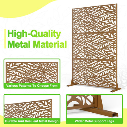 Outdoor Privacy Screen,72" H×47" W Metal Privacy Screen, Freestanding Privacy Fence Panels for Patio