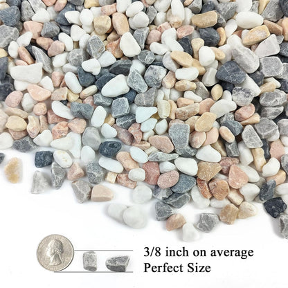 2 lbs Succulent and Cactus Pebbles Gravel, 3/8 Inch Mixed Color Decorative River Rocks for Plants Indoor, Vases, Terrarium, Potted Top Dressing and Outdoor Decorative Stones