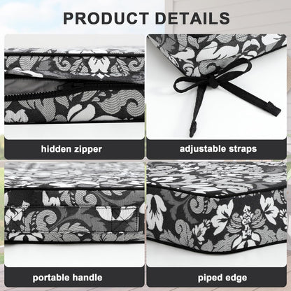 Favoyard Outdoor Chair Cushion 24 x 24 x 4 In Waterproof Pattern Fade Resistant Cushions for Patio Furniture with Removable Cover Attach Straps 28D Foam Insert Cushions Pads for Seat Sofa Couch 2 Pack