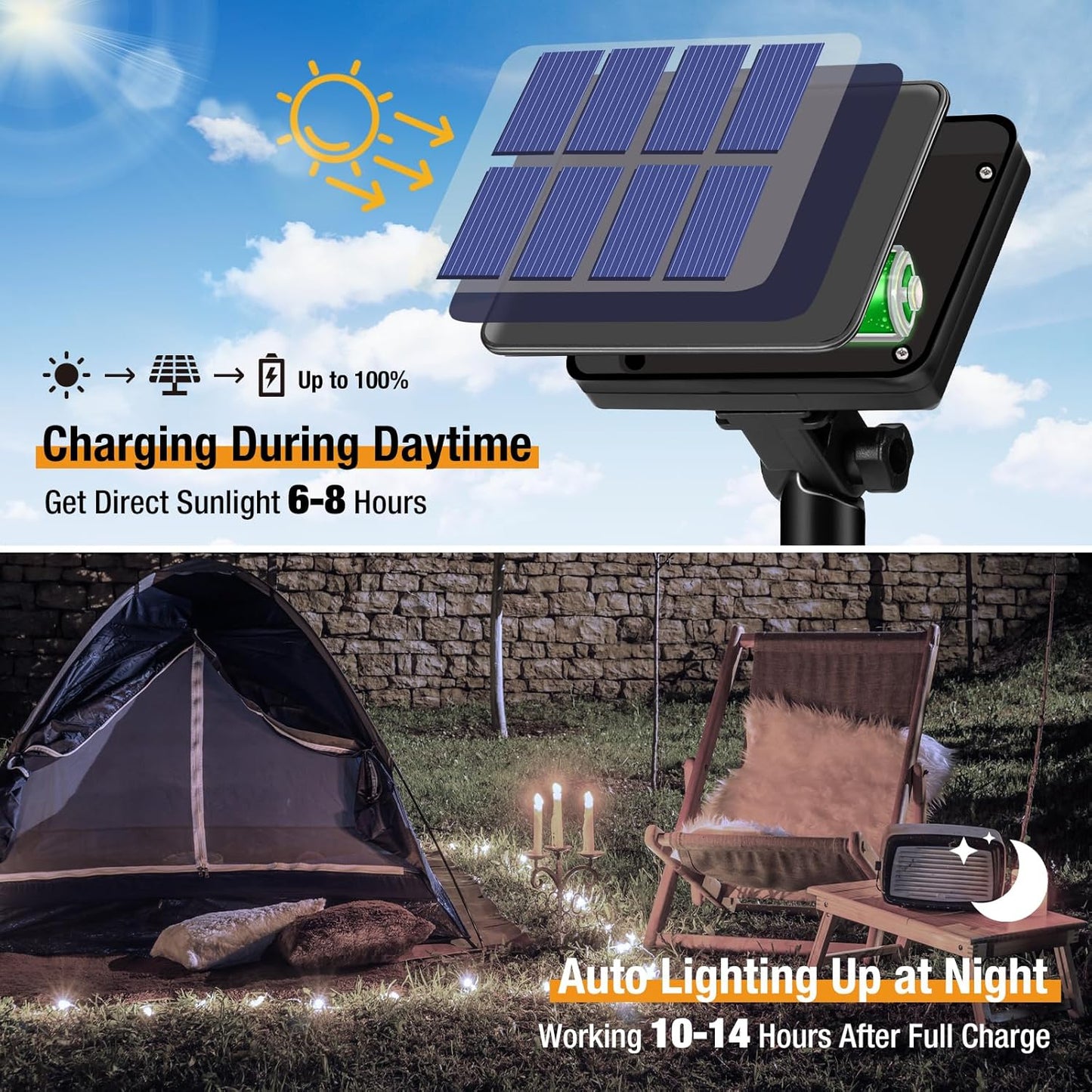 btfarm Solar String Lights for Outside - 80LED 33FT Solar Fairy Lights Outdoor Waterproof 8 Modes, Copper Wire Solar Powered Twinkle Lights for Tree Garden Christmas Wedding Party Decor, Cool White