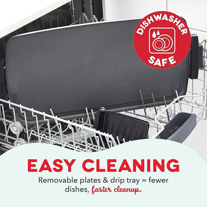 Dash Deluxe Everyday Griddle - Electric Griddle with Removable Plate - Nonstick, Easy-Clean Surface & Anti-Slip Base - Recipe Book Included - Gray