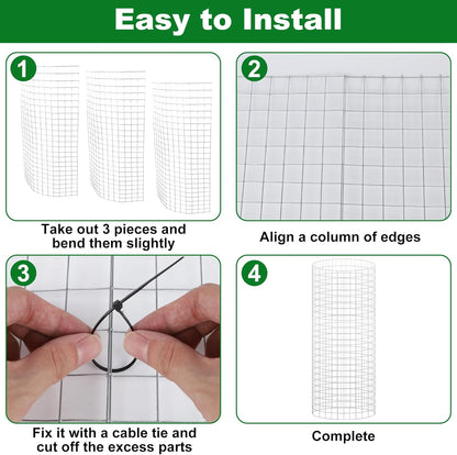winemana 12 Set Garden Plant Protector Cage, 24x12 in Metal Wire Protectors for Plants, Protection Cages with Stakes & Nylon Ties, Animals Barrier to Keep Rabbit & Chicken Away from Flower Vegetables