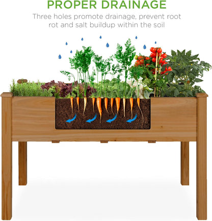Best Choice Products 48 x 24 x 30 Inches Raised Garden Bed, Elevated Wood Planter Box Stand for Backyard, Patio, Balcony with Bed Liner, 200 Pound Capacity - Acorn Brown