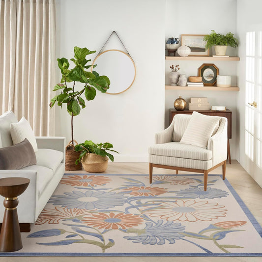 Nourison Home Home Aloha 8' x 11' Fabric Beige Multicolor Area Rug