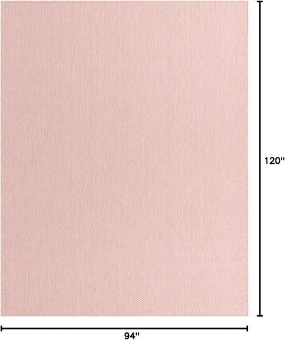 Unique Loom Collection Casual Transitional Solid Heathered Indoor/Outdoor Flatweave Area Rug (7' 10" x 10' Rectangle, Whisper Pink/Ivory)