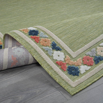 Beverly Rug Outdoor Rug 10x14 Modern Bordered Large Area Rugs for Indoor and Outdoor Patio Easy to Clean Non Shedding Living Room Porch Garden Washable Outside Carpet (10 x 14 Green)