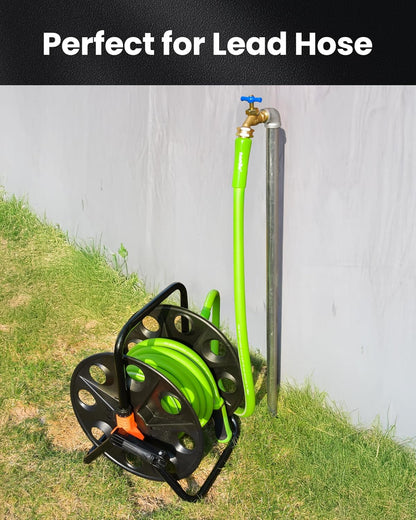 RAINPOINT Short Garden Hose 15ft - Lightweight Water Hose with Swivel Handle - Flexible, Heavy Duty, Hybrid Rubber, with Male to Female Fittings