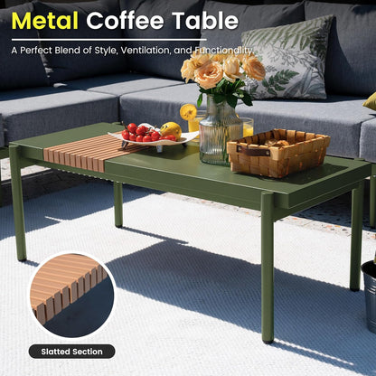 Sundale Outdoor 5 Pieces Metal Patio Furniture Set, Outdoor Sectional Sofa w/6 Inch Olefin Cushion and Coffee Table, Modern Outdoor Conversation Sets