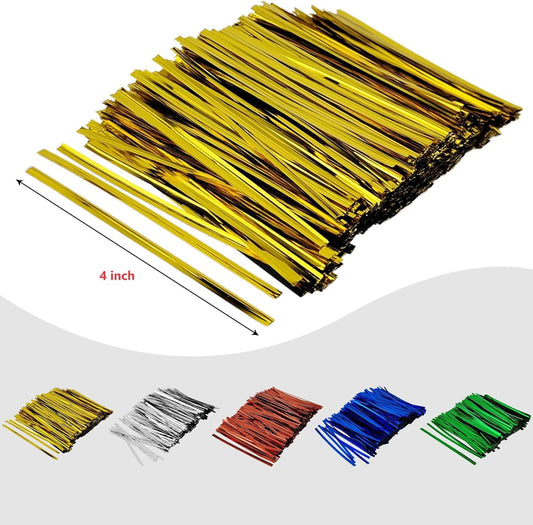 400 Pcs Metal Twist Ties 4 Inches Twist Straps for Bread Bags Candy Bags Snack Bags Halloween Party Cake Favor (Red)