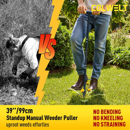 Colwelt Weed Remover Tool 39’’, Weed Puller Root Remover with Thick Steel Claw, Long Handled Weeding Tool with Easy Foot Ejector, Stand Up Garden Weeder Tool for Lawn Grass Dandelion Removal