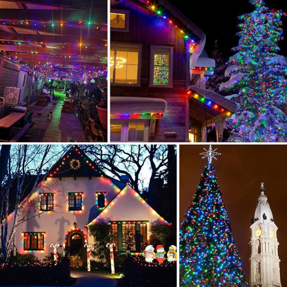 Upgrade Solar String Lights for Outside 4 Pack Total 132FT 400LED String Lights Outdoor with 8 Modes, IP65 Waterproof Outdoor Solar Twinkle Lights, Garden Tree Party Christmas Decorations, Multicolor