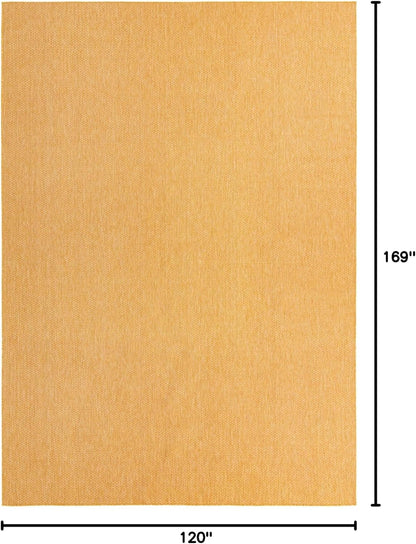Unique Loom Collection Casual Transitional Solid Heathered Indoor/Outdoor Flatweave Area Rug (10' x 14' 1" Rectangle, Corn Harvest Yellow)