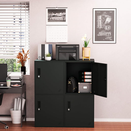 2 Door Vertical Stackable Storage Cabinet with Lock,Anti-Failing Device, Metal Lcoker,Organizer for Office, Home, Gym, School,Employee,Kids. (2D-Black)