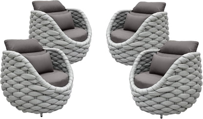 TWT 4 Pieces Patio Sofas All-Weather Teslin Rope Balcony Furniture with Dark Grey Cushions & Pillows, Patio Couch Outdoor Patio Furniture Set for Indoor, Balcony, Backyard, Deck, Poolside
