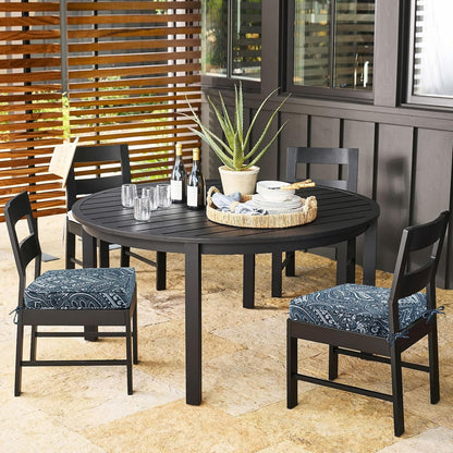 Outdoor Square Corner Seat Cushion, 19"x19"x3", Set of 4, Non Slip Seat Cushion Pads with Removable Cover for Patio Furniture, Garden Yard Lawn, Damask Vine