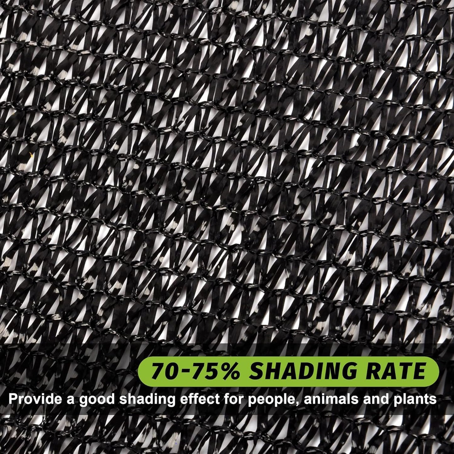 Garden expert 75% Black Shade Cloth 10x15FT Taped Edge with Grommets Sun Net Mesh for Garden Patio Backyard UV-Resistant