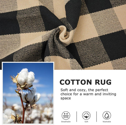 IOHOUZE Buffalo Plaid Checkered Rug 4x6 Ft Front Door Mats, Washable Area Rugs for Front Porch, Welcome Mats Indoor Outdoor, Entryway Rug for Entryway, Home Entrance, Tan Black