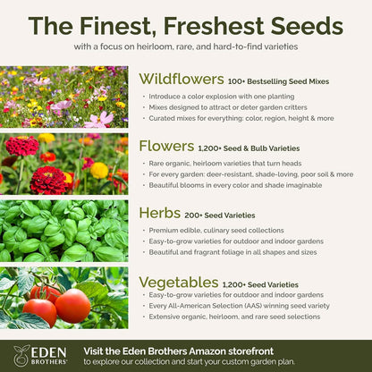 Eden Brothers Rugged Beauty Flower Mixed Seeds for Planting, 5 lb, 2,400,000+ Seeds with Cornflower Tall Blue, Candytuft | Attracts Pollinators, Plant in Spring or Fall, Zones 3, 4, 5, 6, 7, 8, 9, 10