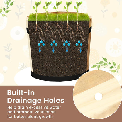 HAPPYGRILL Wooden Plant Pots, 3 Solid Acacia Wood Whiskey Barrel Planters w/Drainage Holes for Flower Herb Shrub, Multi Sizes Indoor Outdoor Patio Planting Flower Pots Home Decoration