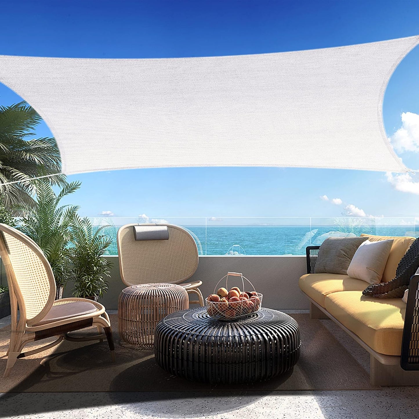 6' x 21' White Rectangle Sun Shade Sail SSP1212 Canopy Durable Fabric UV Block Awning,We Make Custom Orders