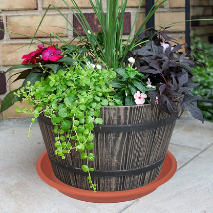 4 Pack of 16 inch Plant Saucer, Large Plant Tray, Heavy Sturdy Plant Drainage Tray for Indoors, Bird Bath Bowls, Sturdy Plastic Pot Tray for Planter 14 15 16"(Black)
