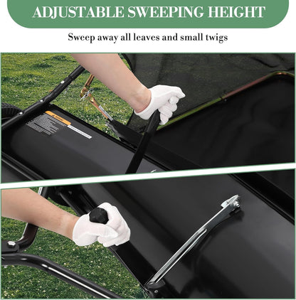 GAOMON 50'' Tow Behind Lawn Sweeper,Pull Behind Lawn Sweeper,with 26 Cu. Ft. Large Capacity Leaf Collector,Adjustable Sweeping Height for Yard, Lawn, Farm