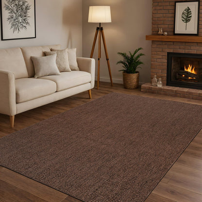 CAMILSON Easy Jute Rug 6x9, Indoor Outdoor Brown Color Fiber Area Rugs for Living Room Patio and Kitchen Rug, Solid Boho Woven Design, Easy-Cleaning, Washable Outside Carpet Alfombras (6 x 9)