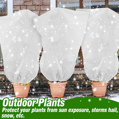 Gardzen 5-Pack Plant Covers Freeze Protection, Drawstring Tree Cover, Winter Freeze Plant Protection, Tree Jacket Frost Blanket for Outdoor Plants, 22.4" x 24"