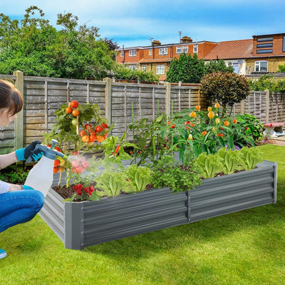 Land Guard 8×4×1ft Galvanized Raised Garden Bed Kit for Vegetables, Galvanized Large Metal Planter Raised Garden Boxes Outdoor(Modern Grey)……