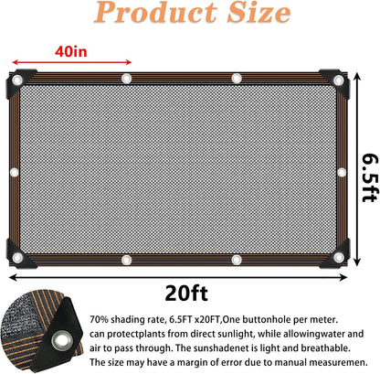 Shade Cloth - for Plants Greenhouse, 70% Sunblock Shade Sails -for Outdoor Garden Pergola Patio Lawn Sun Shade Cloths for Kennel Chicken Coop Easier to Hang Plant Shade Net Cover