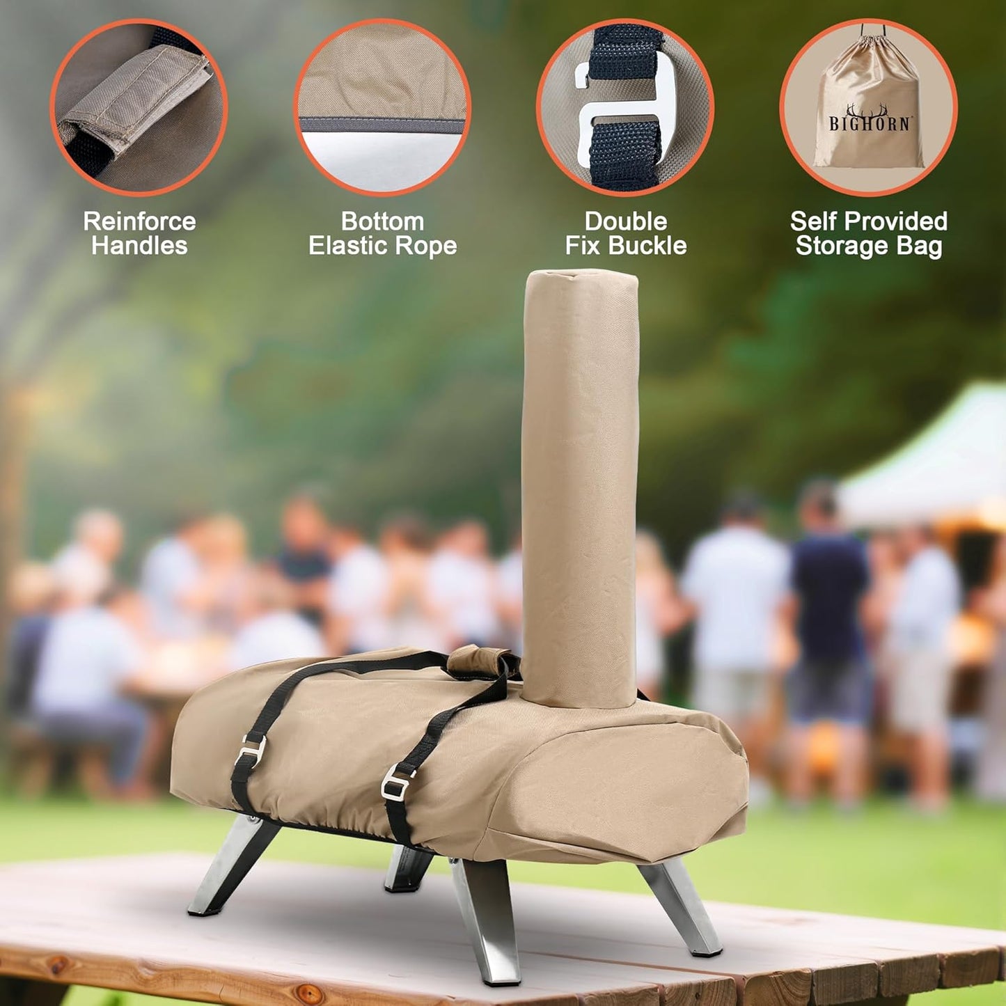 BIG HORN OUTDOORS 12Inch Pizza Oven Cover, Heavy Duty Waterproof and Weather Resistant Oxford Fabric Covers