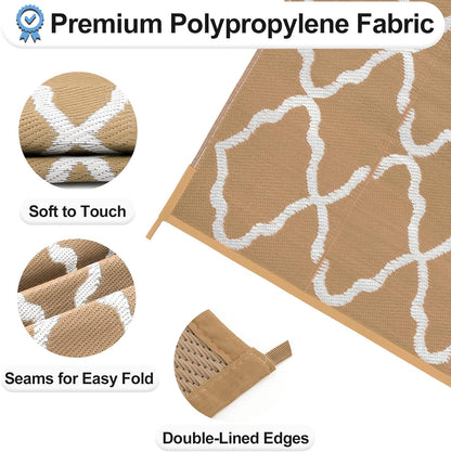 OutdoorLines Outdoor Plastic Area Rugs for Patio 5x8 ft - Reversible Outside Carpet, Stain & UV Resistant RV Mats, Straw Rug for Camping, Deck Garden, Porch and Balcony, Moroccan/Brown & Light Grey