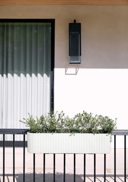 Veradek Demi Series Railing Planter - Hanging Planter Box for Windowsill/Balcony | Plastic-Stone Composite w/Railing Bracket | Modern Décor for Flowers
