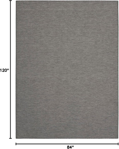 Nourison Positano Indoor-Outdoor Charcoal 7' x 10' Area Rug, Easy Cleaning, Non Shedding, Bed Room, Living Room, Dining Room, Backyard, Deck, Patio (7x10)