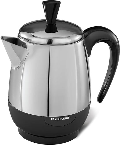 Farberware Electric Coffee Percolator,FCP240,Stainless Steel Basket,Automatic Keep Warm,No-Drip Spout,4 Cup,Black/Silver,(Pack of 6)