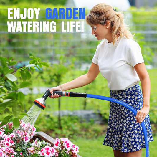 Heavy Duty Garden Hose 25 ft, Non-Expanding Flexible Water Hose, Kink Resistant Lightweight Hybrid Hose, Leakproof Hose Male to Female Fittings