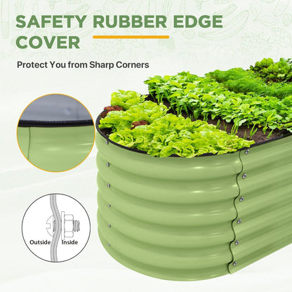 EAGLE PEAK 17'' Tall Outdoor Galvanized Raised Garden Bed Planter, Planter Boxes for Outdoor Plants, Vegetables, Flowers, and Herbs 6 in 1 Modular Design, Olive Green