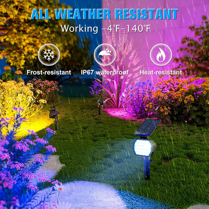 NIORSUN Solar Color Changing Lights Outdoor,7 Lighting Modes RGB Solar Outdoor Lights,IP67 Waterproof Multicolor Landscape Spotlights for Halloween Holiday Decorations,8 Pack
