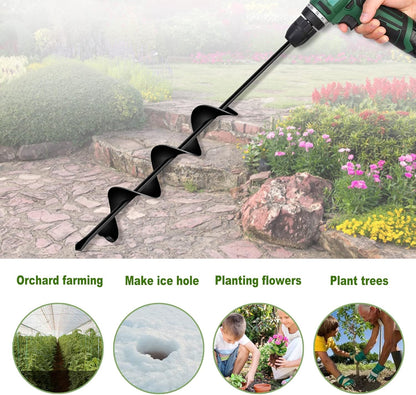 LONGRUN Auger Drill Bit for Planting, Garden Spiral Hole Drill for 3/8” Hex Drive Augers, Solid Shaft Hole Digger Easy Rapid Planter for Planting Trees, Bulbs, Seedlings-2.4"x22.84"