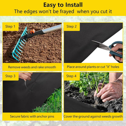 4ft x 100ft Weed Barrier Landscape Fabric 1.8oz, Premium Non-Woven Ground Cover Weed Block Gardening Mat, Easy Setup, Superior Weed Control, for Erosion Control, Weed Block, Ground Cover